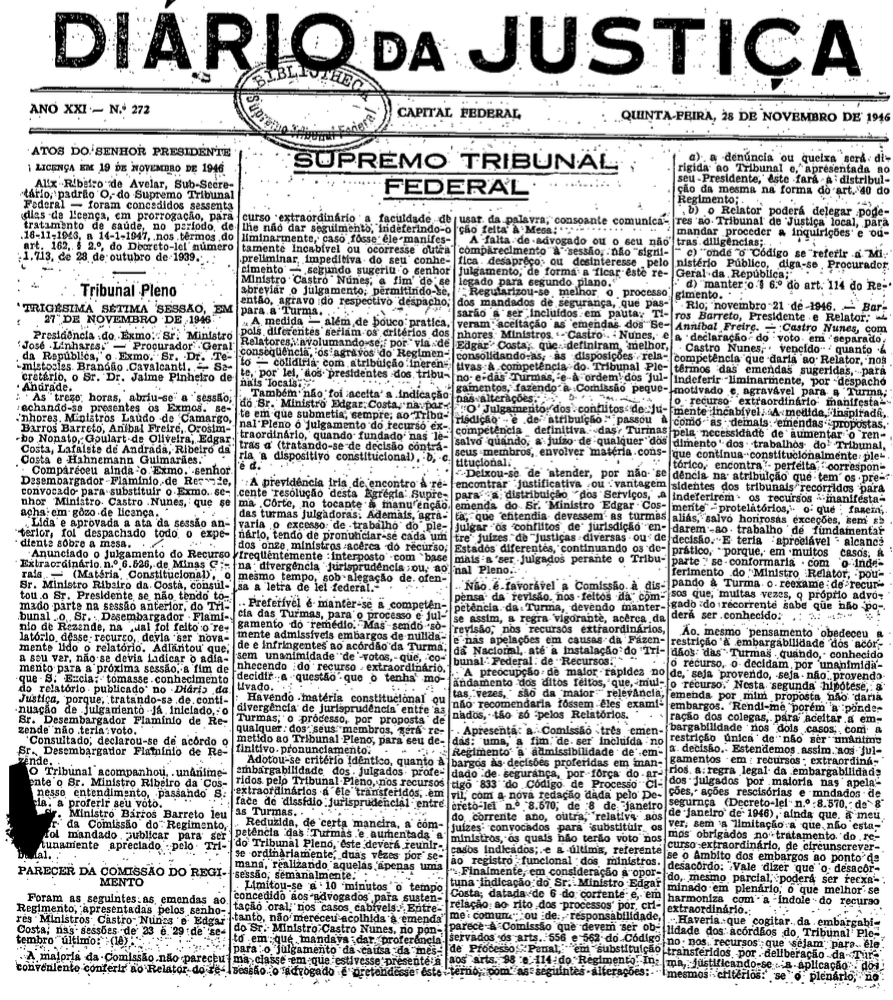 monocráticas A proposta de Castro Nunes para as monocráticas do STF